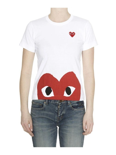 Shop Comme Des Garçons Play Tshirt In White