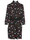 MARC JACOBS Marc Jacobs Floral-print Silk-jacquard Belted Dress,M4006879002BLACKMULTI