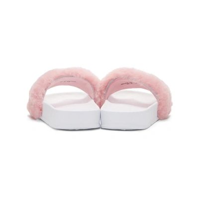 Shop Baja East Pink Fila Edition Shearling Drifter Slides In 0510 Light Pink