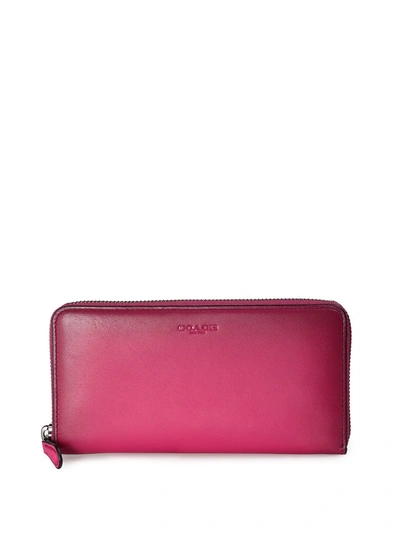 Coach Leather Zip-around Wallet In Fucsia