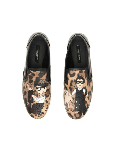 Shop Dolce & Gabbana Slip-on Sneakers In Beige Chiaro/nero|beige