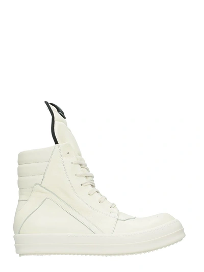 Shop Rick Owens Geobasket White Leather Hi Sneakers