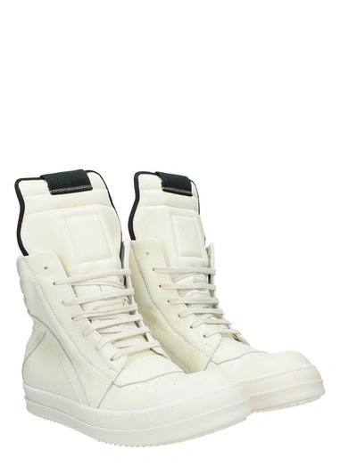 Shop Rick Owens Geobasket White Leather Hi Sneakers
