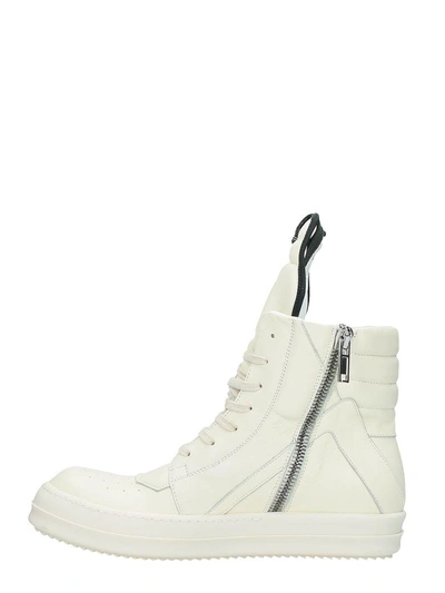 Shop Rick Owens Geobasket White Leather Hi Sneakers