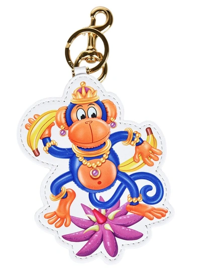 Shop Moschino Crowned Monkey Keyring In Multicolor