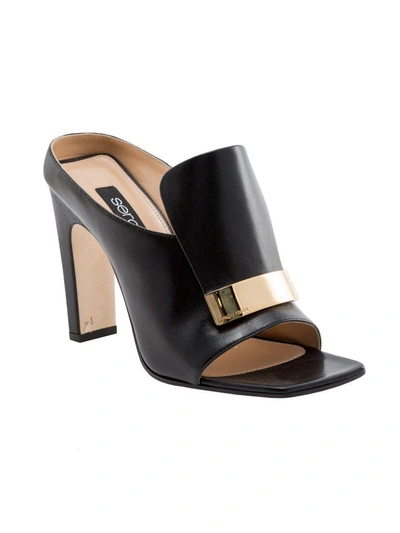 Shop Sergio Rossi Square Toe Mules In Black