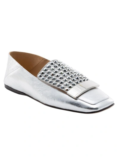 Shop Sergio Rossi Studded Loafers In Silver