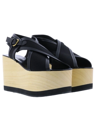 Shop Isabel Marant Zlova Wedge Sandals In Black