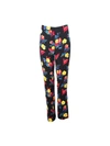 DIANE VON FURSTENBERG BLACK FLORAL MULTICOLOR PRINT TROUSERS,10381DVF MULTICOLOR