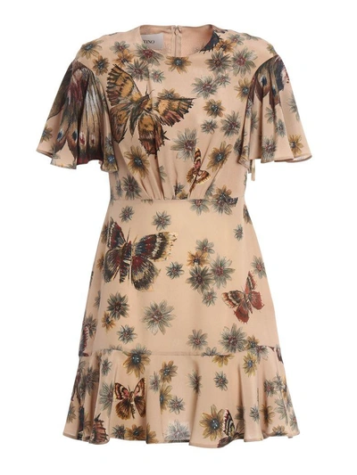 Shop Valentino Butterfly And Floral Print Dress In Green