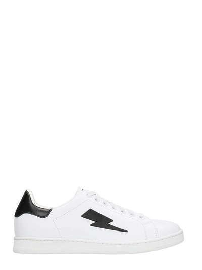 Shop Neil Barrett Logo Sneakers In White Leather