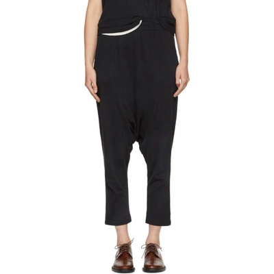 Shop Raquel Allegra Black Cropped Slouchy Lounge Trousers