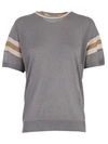 GOLDEN GOOSE SHORT SLEEVE T-SHIRT,G31WP011.A1 A1 LILAC WHITE CAMEL