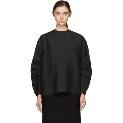 Shop Victoria Beckham Black Sleeve Pleat Blouse