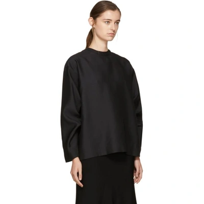 Shop Victoria Beckham Black Sleeve Pleat Blouse