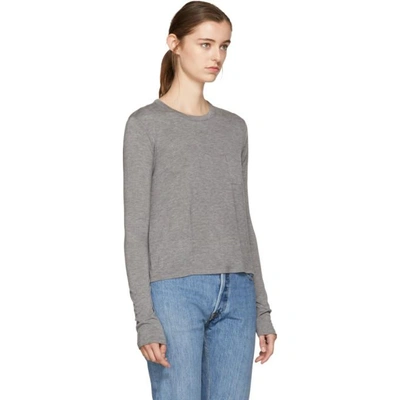 Shop Alexander Wang T Alexanderwang.t Grey Long Sleeve Classic Cropped T-shirt In *030 Heather Grey