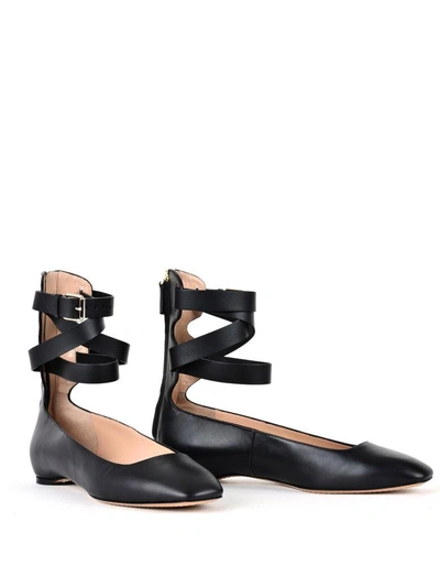 Shop Valentino Ankle Strap Ballerinas In Black