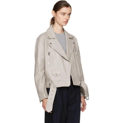 Shop Acne Studios Grey Leather Merlyn Jacket In Mid Grey