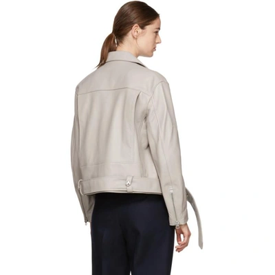 Shop Acne Studios Grey Leather Merlyn Jacket In Mid Grey