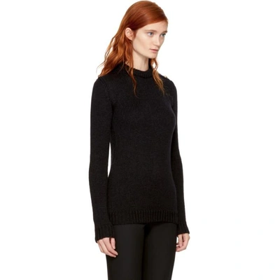 Shop Balmain Black Three-button Crewneck Sweater