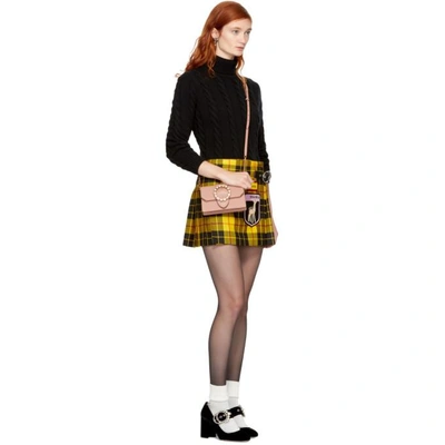 Shop Miu Miu Yellow Tartan Pleated 'gene' Miniskirt