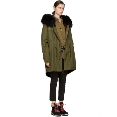 Shop Mr & Mrs Italy Mr And Mrs Italy Green And Black Fur-lined Long Parka In 9000 Black