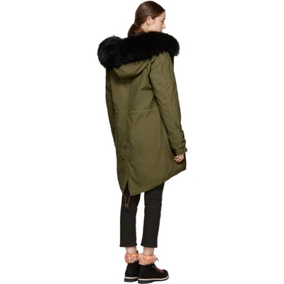 Shop Mr & Mrs Italy Mr And Mrs Italy Green And Black Fur-lined Long Parka In 9000 Black