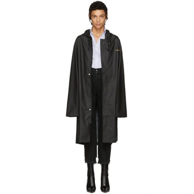 Vetements Oversized Hooded Printed Cotton-jersey Coat In Nero