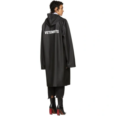 Shop Vetements Black Logo Raincoat