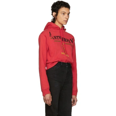 Shop Vetements Red Antwerp Fitted Cut Up Hoodie