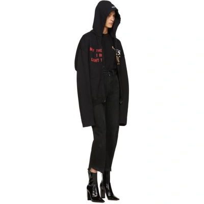 Shop Vetements Black 'may The / Antwerp' Zip Hoodie