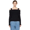 CEDRIC CHARLIER Black Wool Off-the-Shoulder Sweater