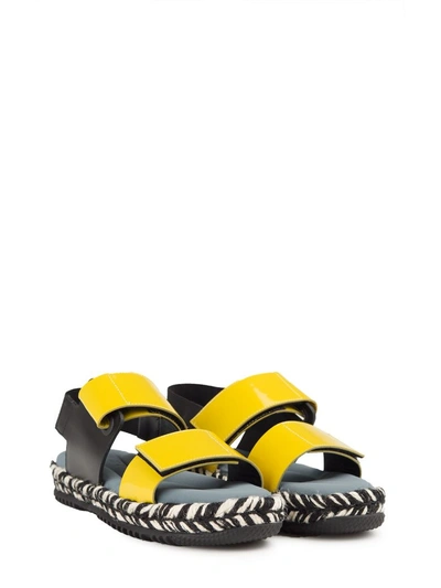 Marni Jute And Patent-leather Wedge-sandals In Multi