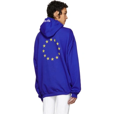 Shop Vetements Blue Oversized Europa Hoodie