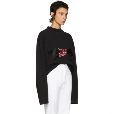 Shop Vetements Black Embroidered Bro Sweatshirt