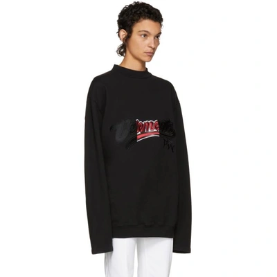 Shop Vetements Black Embroidered Bro Sweatshirt