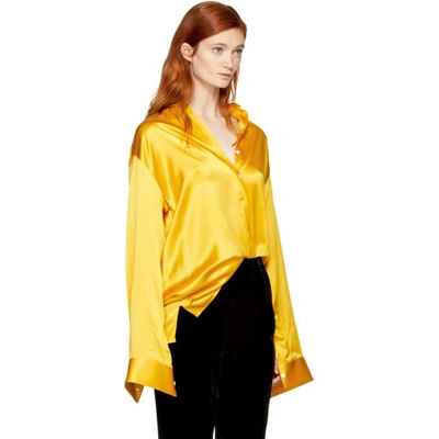 Shop Haider Ackermann Yellow Classic Silk Shirt