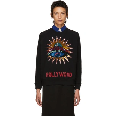 Shop Gucci Black Sequinned Ufo Sweatshirt