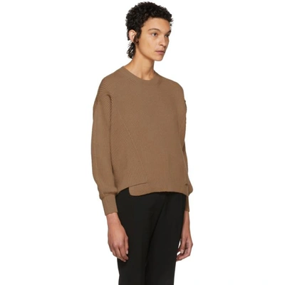 Shop Stella Mccartney Brown Ribbed Crewneck Sweater In 9701 Sable