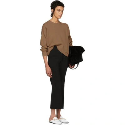 Shop Stella Mccartney Brown Ribbed Crewneck Sweater In 9701 Sable