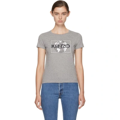 Shop Kenzo Grey Logo World T-shirt In 95 Dove Grey
