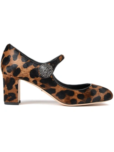 Shop Dolce & Gabbana Leopard Print Mary Jane Pumps In Multicolour