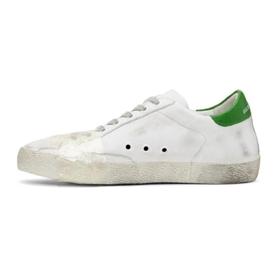 Shop Golden Goose White & Green Tape Superstar Sneakers