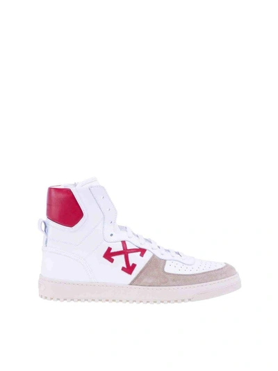 Shop Off-white Off White Hi Top Sneakers In White + Red