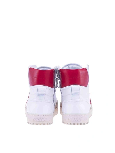 Shop Off-white Off White Hi Top Sneakers In White + Red