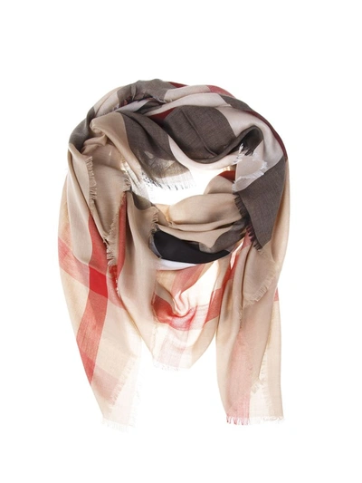Burberry Wool House Check Scarf In Camel