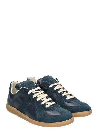 Shop Maison Margiela Replica Blue Sneakers