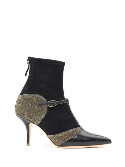 Shop Malone Souliers Sadie Leather And Suede Sock Ankle Boots In Nero Oro