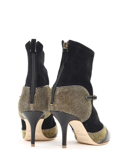 Shop Malone Souliers Sadie Leather And Suede Sock Ankle Boots In Nero Oro