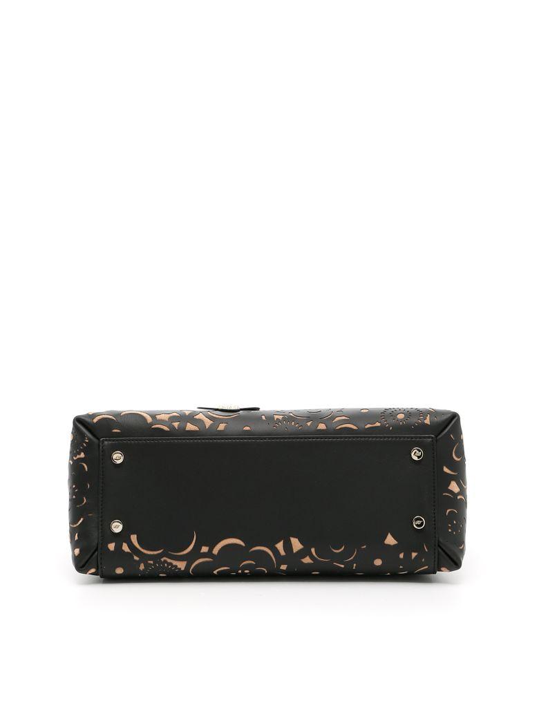 Roger Vivier Small Viv' Cabas Guipure In Leather In Black, Gold | ModeSens